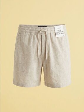 Linen-Blend Pull-On Shorts in Natural